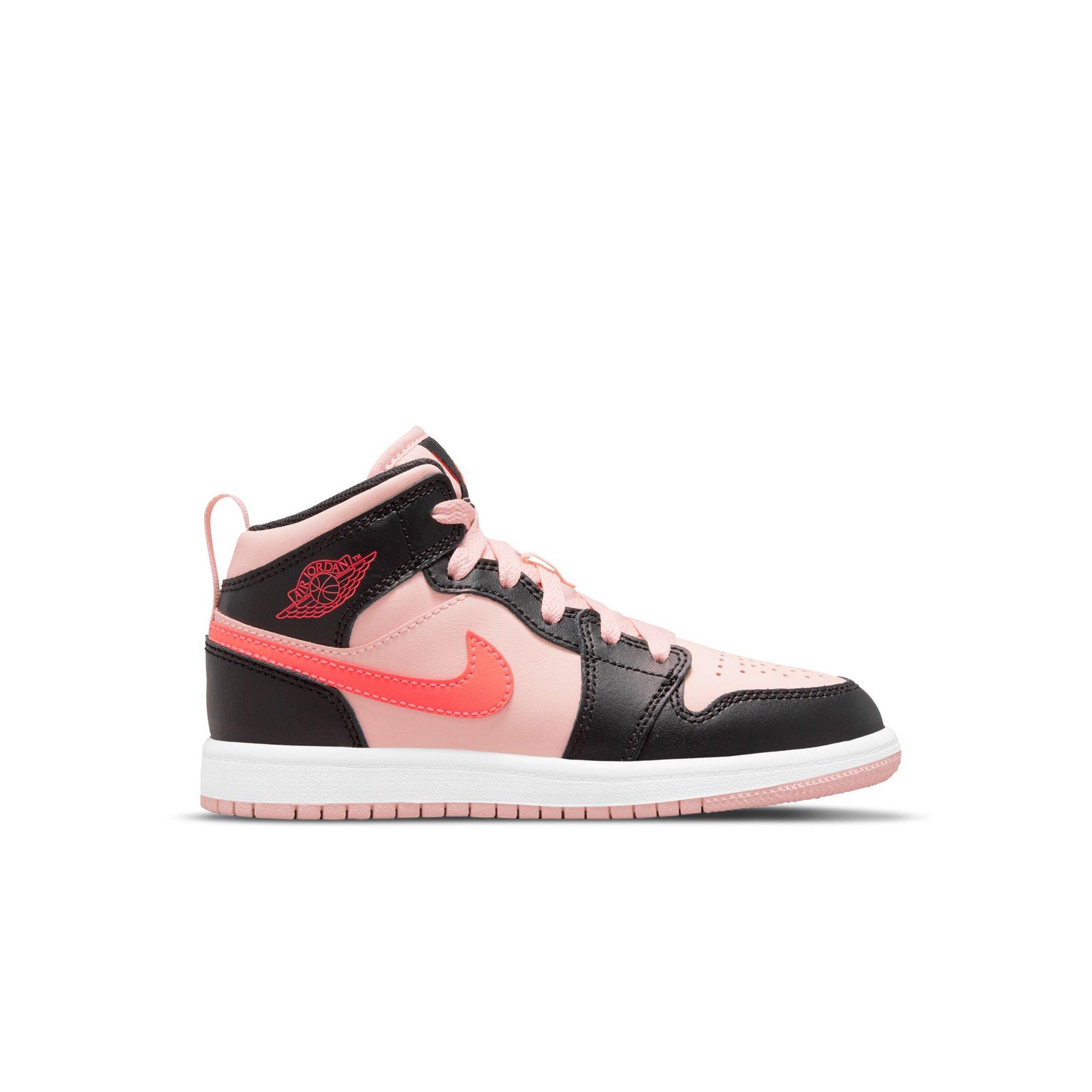 Girls pink on sale and black jordans